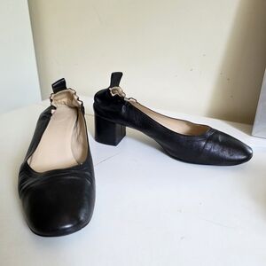 Everlane Black Leather Block Heel Pumps